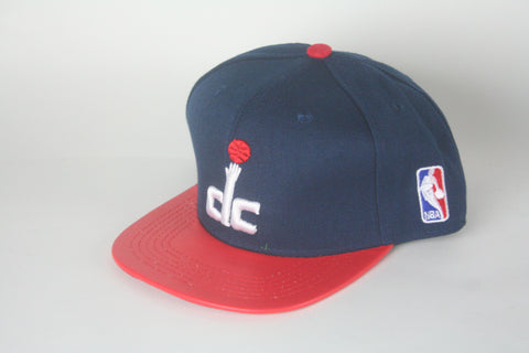 Wizards Navy Blue & red leather Brim Snapback - HatsbyWill
 - 1